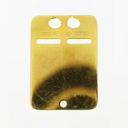 Hänge, ID-bricka, ograverad, 19x27mm, slitage i öglor, 18K Vikt: 2,6 g