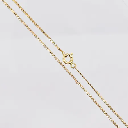 Kedja, 50cm, bredd 1,4mm, lås 18K, defekt, bucklig, 14K Vikt: 3,4 g