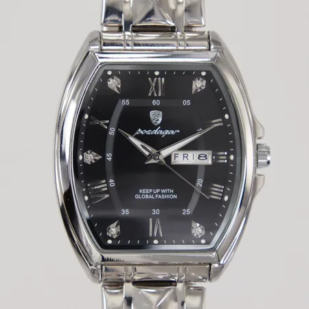 Herrur Poedagar, quartz, dag, datum, Ø ca 40mm, länk med viklås, total längd ca 19,5cm