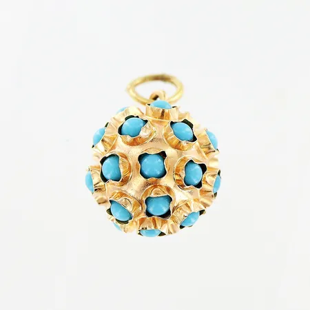 Hänge, blå sten, 20mm, Ø14mm, 18K.  Vikt: 2,6 g