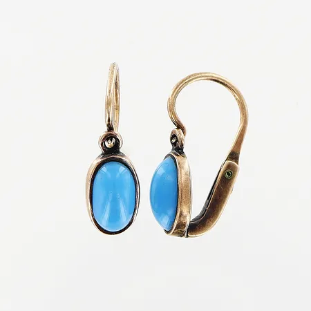 Ett par örhängen, blå stenar, 19mm, bredd 1-6mm, 8K Vikt: 1,7 g