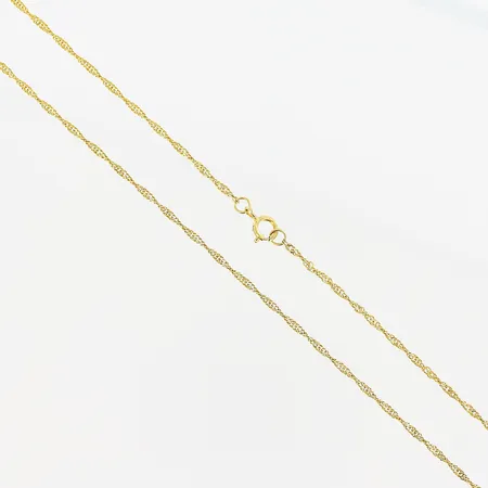 Kedja, Singapore, 46cm, bredd 1mm, 21K.  Vikt: 2,4 g