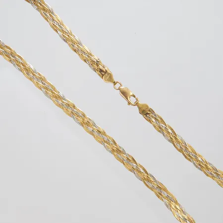 Collier, flätad, längd ca 40,5cm, bredd 7mm, tvåfärgad, 18K Vikt: 14,8 g