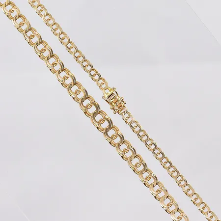 Kedja Bismarck, 46cm, doserad bredd 4-6,5mm, GHA, 18K Vikt: 15 g