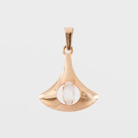 Hänge med vit sten, höjd ca 21 mm, 18k. Vikt: 0,6 g