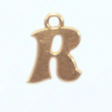 Hänge bokstav R, längd 8,8mm, bredd 6,8mm, saknar ögla, 18K Vikt: 0,2 g