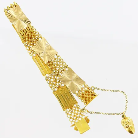 Armband 18,5cm, bredd 12mm, säkerhetskedja, 18K Vikt: 19,3 g