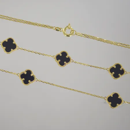 Halskedja med stenar, längd 61 cm, 21K Vikt: 28,2 g