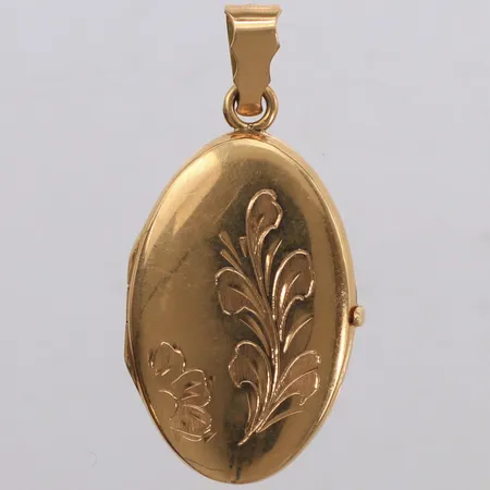 Hänge/medaljong med dekor, längd 44,0mm, bredd 21,5mm, 18K Vikt: 9 g