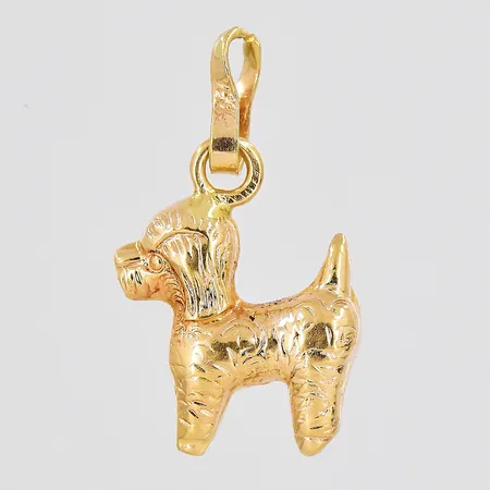 Hänge hund, 13x22mm inklusive ögla, ihålig, 18K Vikt: 1,2 g