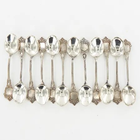 12 kaffeskedar, 10cm, silver 800/1000 Vikt: 105 g
