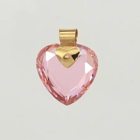 Hänge med rosa sten, ca 20mm, bredd 15mm, Guldfynd, bruttovikt. 4,1g, 18K