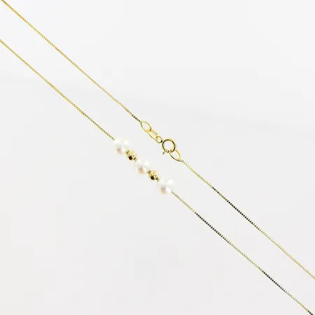 Collier, 40cm, bredd 0,5-5mm, odlade pärlor, 18K Vikt: 1,6 g