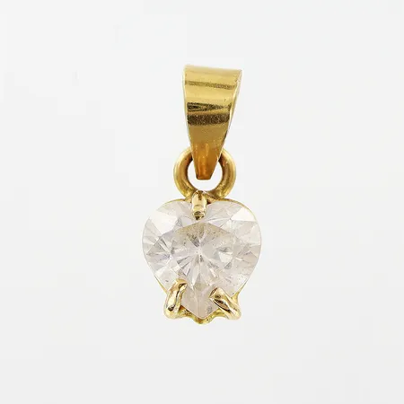 Hänge, vit sten, hjärta, 17x8mm, 18K.  Vikt: 1,9 g