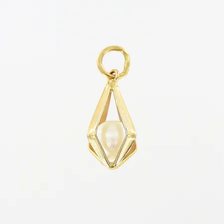 Hänge, odlad pärla, 18mm, 18K Vikt: 0,7 g