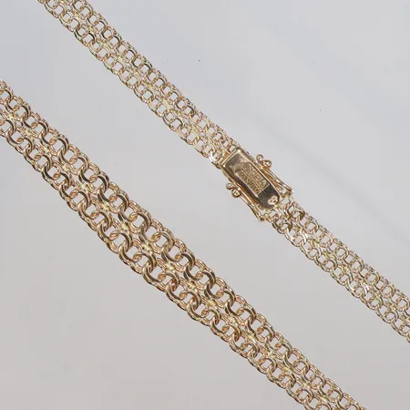 Halskedja doserad X-länk, längd 43,5cm, bredd 6-10mm, NSE (N S E Guldvaru Aktiebolag), 18K Vikt: 16,1 g