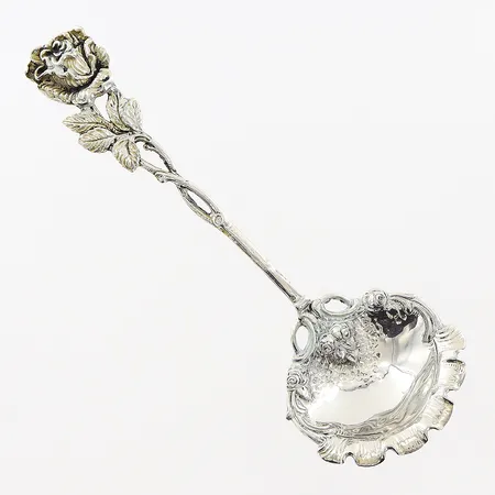 Serveringssked rosmodell, 128mm, svensk importstämpel, silver 830/1000. Vikt: 17,8 g