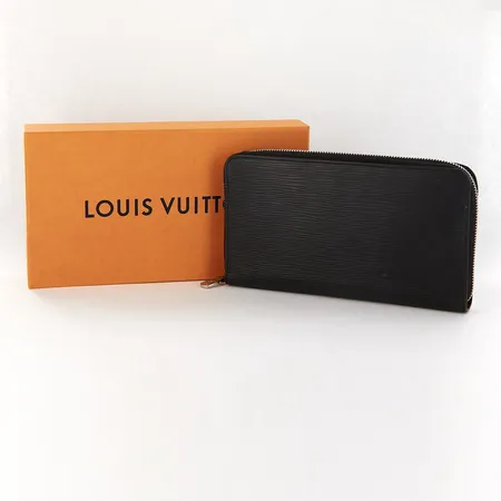 Louis Vuitton zippy plånbok, svart Epi läder, 2,5x12x21cm, kartong medföljer