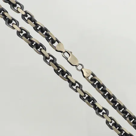 Kedja, oxiderad Ankar ca 50cm, bredd 7,7mm, Guldfynd, 925/1000 silver  Vikt: 84,4 g