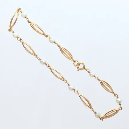 Armband med pärlor, längd 20cm, bredd 3,50mm, 18k Vikt: 4,4 g