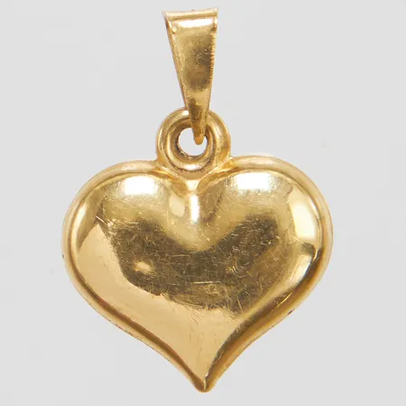Hänge hjärta, längd ca 18mm inkl ögla, bredd 13,2mm, bucklig, 18K Vikt: 0,8 g