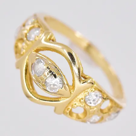 Ring, stl 16¾, naggade stenar, 3 stenar saknas, 18K Vikt: 3 g