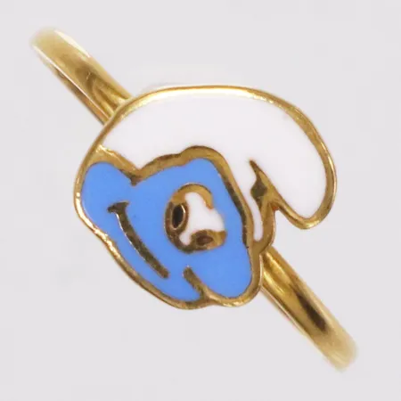 Barnring, Smurf, stl 14¾, bredd 1,1-8,1mm, emaljdetaljer, 21K Vikt: 1 g