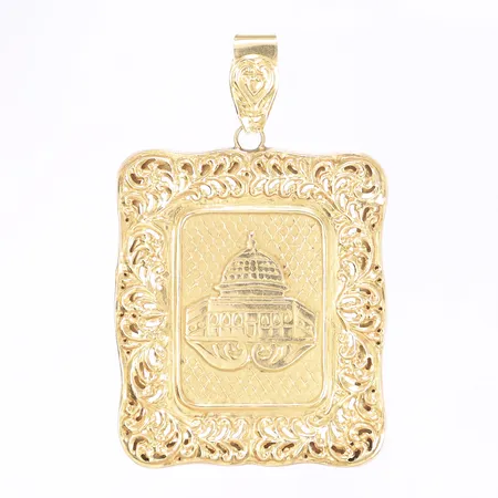 Hänge med genombruten dekor, 77x50mm, buckligt, 18K Vikt: 11,7 g