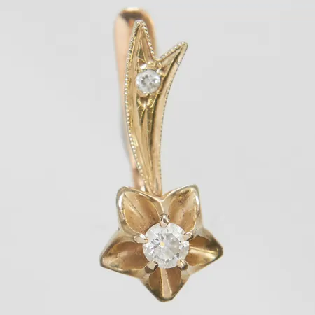 Udda örhänge, vita stenar, 14K Vikt: 2,5 g