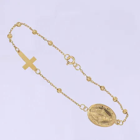 Armband, rosenkrans, 19cm, bredd 1-13mm, lätt buckligt, 21K  Vikt: 3,4 g