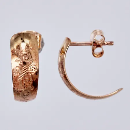 Ett par örhängen, mönstrade, längd: ca 1,1cm, bredd: ca 3-5mm, 18K  Vikt: 1,1 g