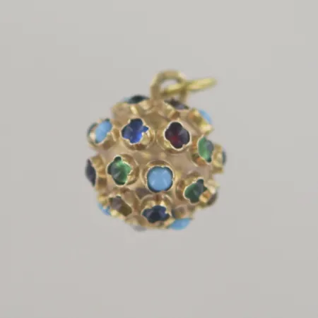 Hänge kula med stenar, längd 2 cm, bredd 14 mm, 18K Vikt: 2,8 g