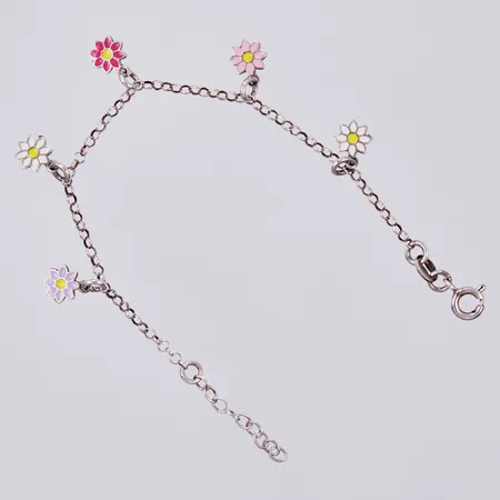 Armband med blommor, längd: ca 16,5cm, bredd: ca 1-11mm, GHA, 925/1000, silver Vikt: 2,7 g