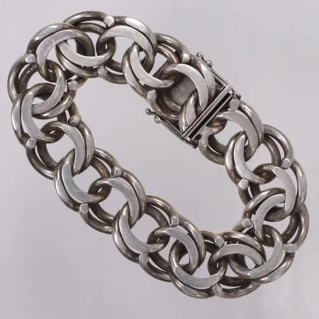 Armband, Bismarck, längd 21cm, bredd 19mm, Älvdalssilver Ab, år 1976, silver 830/1000 Vikt: 94,5 g