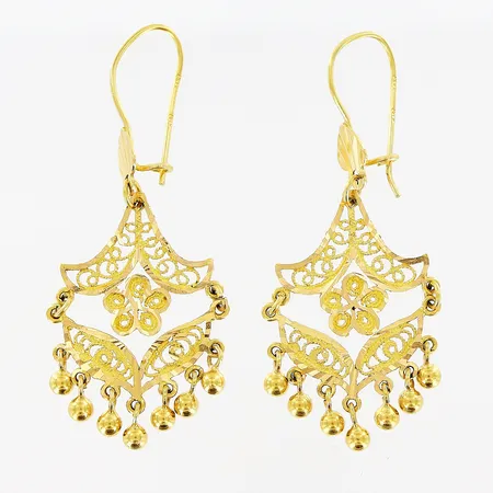 Ett par örhängen, 55mm, något skeva krokar, 21K Vikt: 6,8 g