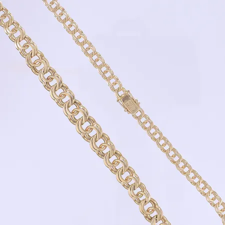 Halskedja doserad Bismarck, 46,5cm, bredd 7-12mm, bruksslitage, 18K Vikt: 56,4 g