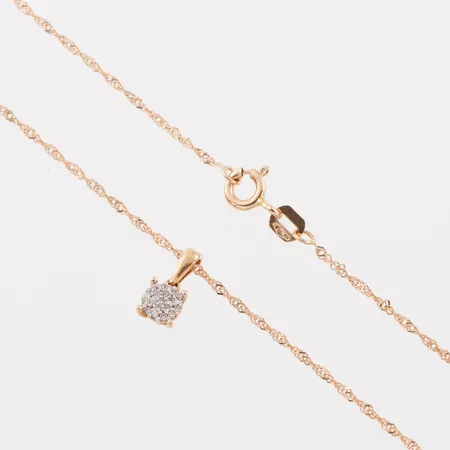 Collier med diamanthänge, längd ca 40 cm, hängets diameter 4.7 mm, 18k. Vikt: 1,9 g