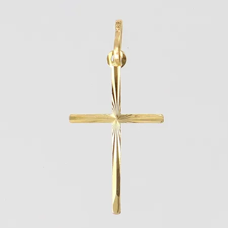 Hänge, kors, längd inkl ögla ca 25mm, bredd ca 1-12mm, 14K Vikt: 0,4 g