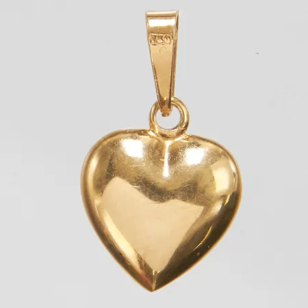 Hänge hjärta, längd ca 17mm inkl ögla, bredd 9,5mm, repig, 18K Vikt: 0,5 g