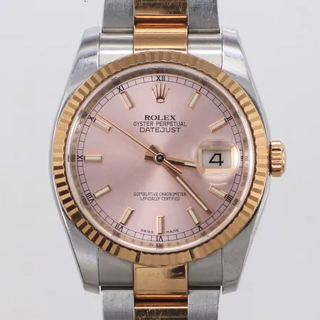 Herrur, Rolex, Oyster Perpetual Datejust, stål/roséguld, automatisk, Ø37mm, ref.nummer: 116231, serienummer: G451833, Cal.nummer:3135, Verk.nummer:33572522, safirglas, datum, oysterlänk, viklås, manual, kvitto från Royal Quartz, certifikat 2011, bruksslitage, box, tag, originalkartong saknar lock. Vikt: 0 g