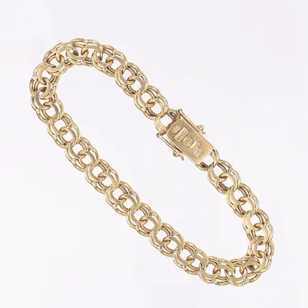 Armband Bismarck, 17,5cm, bredd7mm, svenska stämplar, 18K Vikt: 14,6 g