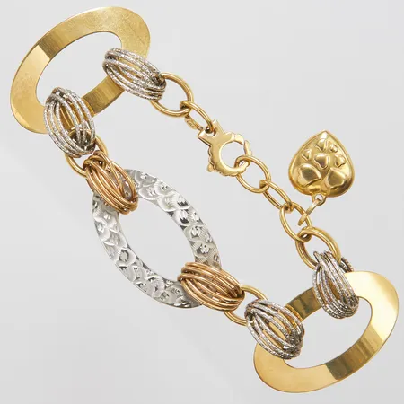 Armband, längd ca 21cm, bredd 2,5-23mm, trefärgad, 18K Vikt: 24,9 g