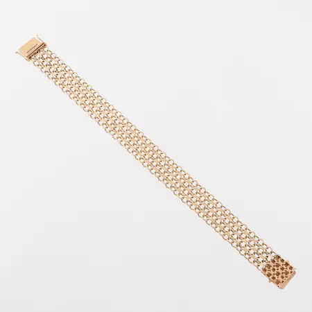 Armband X-länk, längd ca 19.5 cm, bredd 13.9 mm, Andrens Guldvaror 1964, 18k. Vikt: 22,9 g