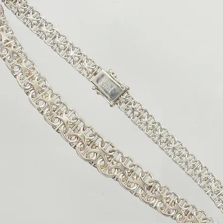 Collier X-länk med stav, doserat, längd 45cm, bredd 7,4-11,3mm, GHA, silver 925/1000 Vikt: 30 g
