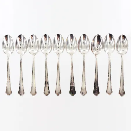 10 kaffeskedar, 120mm, GAB, kattfot, 830/1000 silver. Vikt: 132,8 g