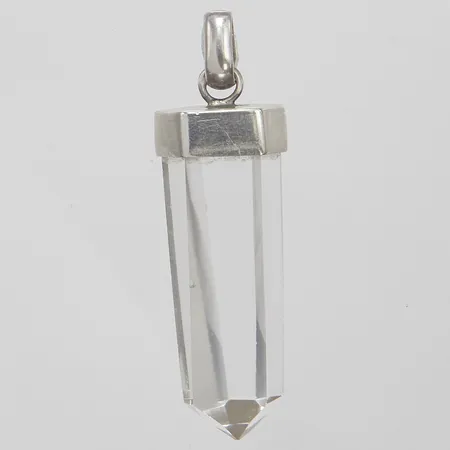 Hänge, bergkristall, längd ca 55mm, bredd 14mm, 925/1000 silver, bruttovikt: 17,8g.