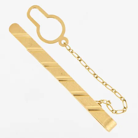 Slipshållare, 50mm, bredd: 4mm, med kedja, 18K  Vikt: 4,9 g