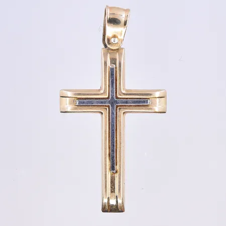 Hänge kors, längd 37 mm, bredd 19 mm, 14K. Vikt: 2,4 g