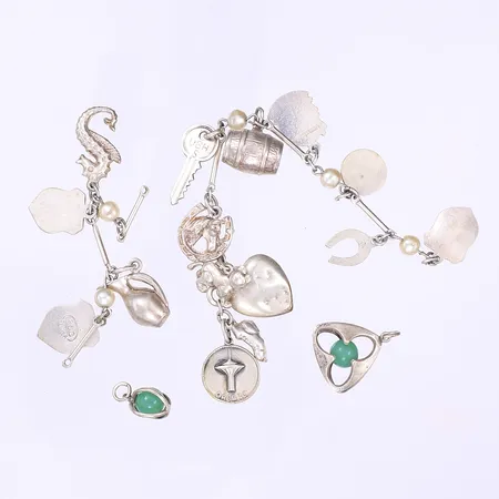 Diverse silver delvis med sten, silver 830/1000 Vikt: 23 g