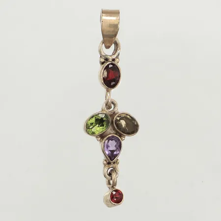 Hänge med färgade stenar, ca 53mm, bredd 15mm, 925/1000 silver Vikt: 6,3 g